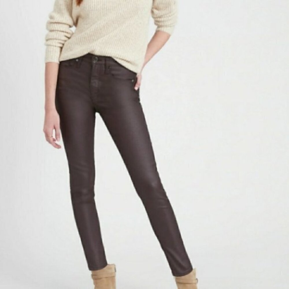 Club Monaco NWOT Black Wax Coated Skinny Jeans- Size 6